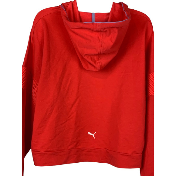 Puma Womens Cropped Hoodie Sweatshirt Pink Long Sleeve Drawstring Pullover XL - Picture 6 of 8